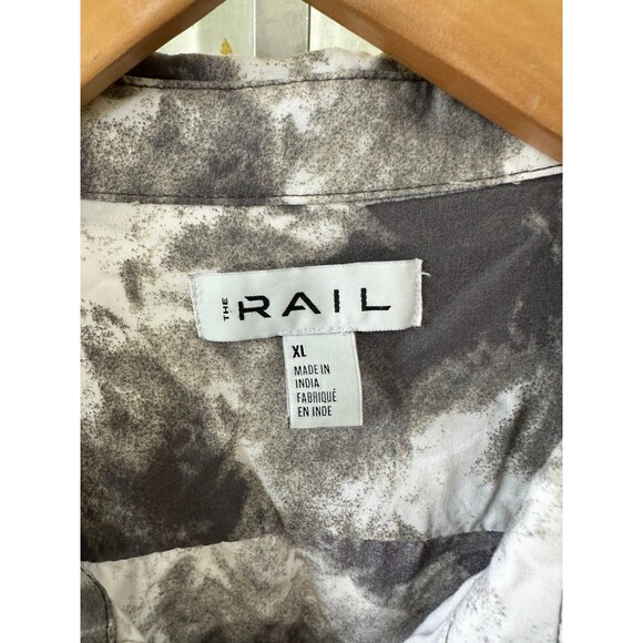 The Rail Men's Artsy Grey White Short Sleeve Button Down Collar Shirt XL - Picture 5 of 7